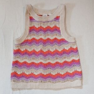 GAP Cream Knit Tank with Pink, Purple & Coral Chevron Stripes
